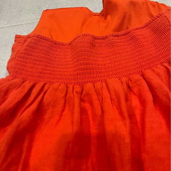 ❤️2/$30❤️[S]American Eagle Bold Orange Red Linen Blend Halter Sun Dress - Picture 8 of 10
